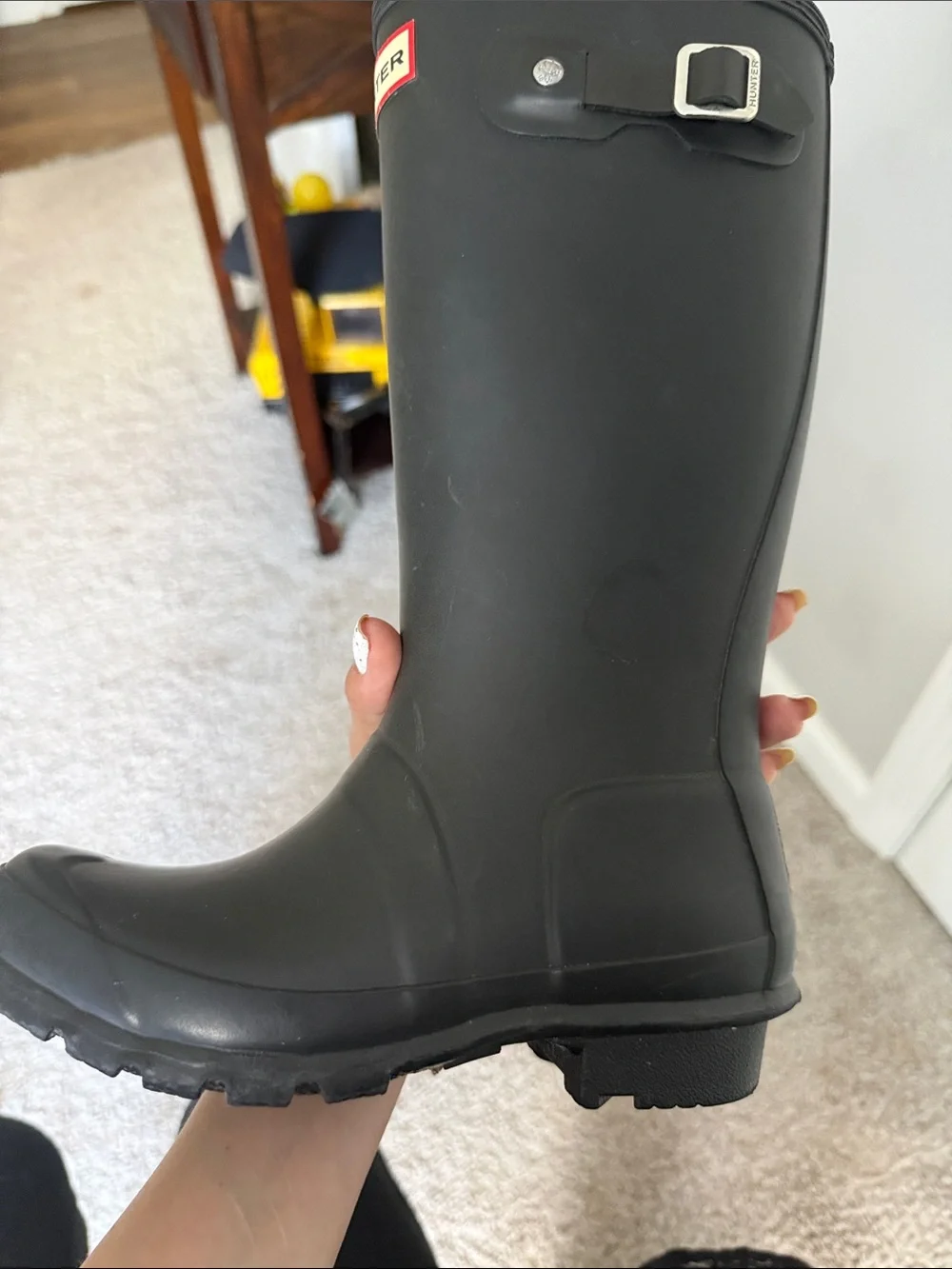 Hunter Black Mid-Calf Rubber Rain Boots